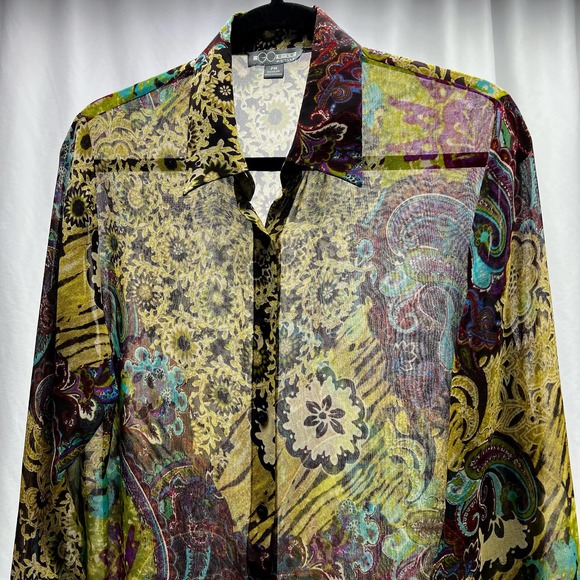 Vintage GOSilk Petite Blouse Button Front Paisley Women’s Size PM - Picture 2 of 9